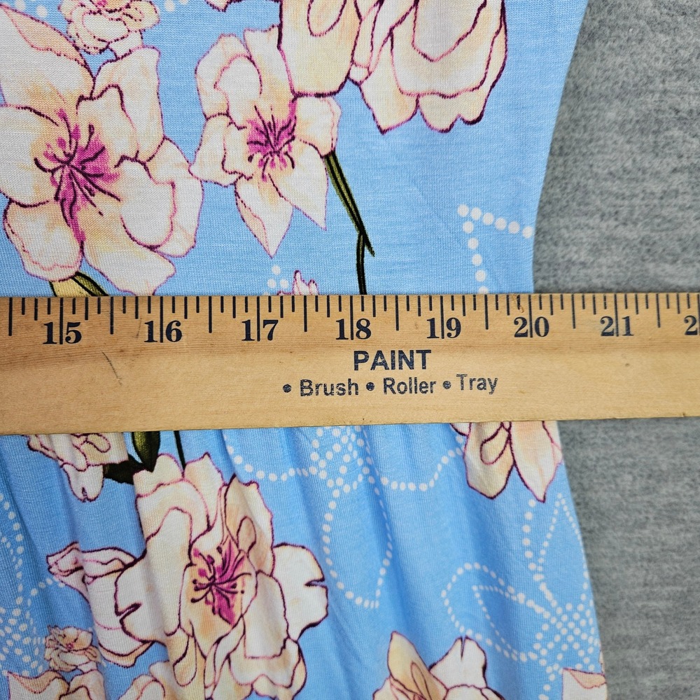 Poseshe Womens 3XL Blue Floral Babydoll Dress Short Sleeve Rayon Stretch Jersey - Picture 10 of 12